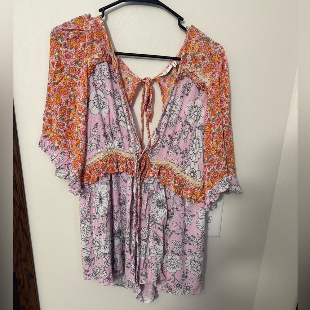 ASOS Floral Romper in Pink and Orange